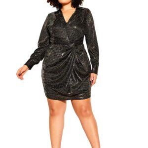 City Chic Chi Black Sequin Wrap Front Dress